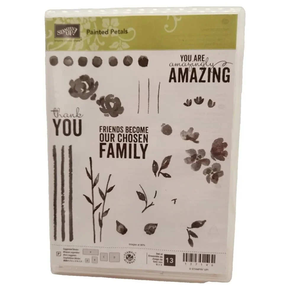 Stampin Up Painted Petals Cling Stamp Set Unmounted Flower Floral Greetings